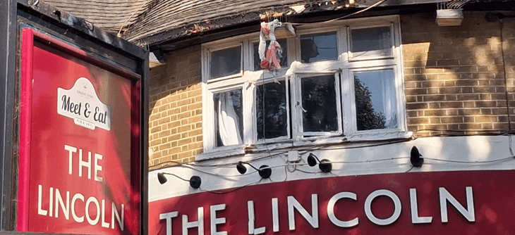 Boards around The Lincoln pub ahead of redevelopment in May 2026
